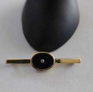 Trifari Gold and Black Tie Bar Brooch